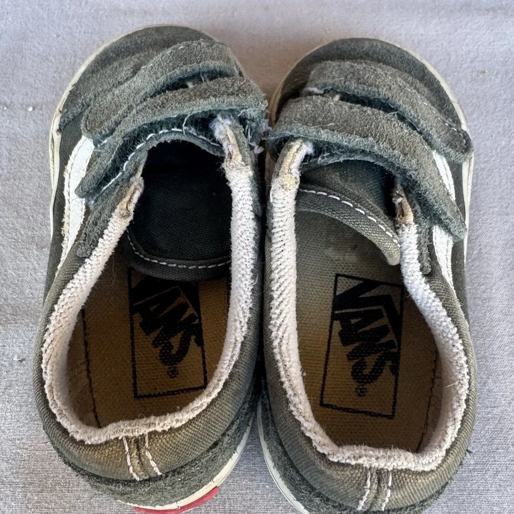 Size 6c - Vans Old Skool Forest Green Baby Kids‎ Shoes